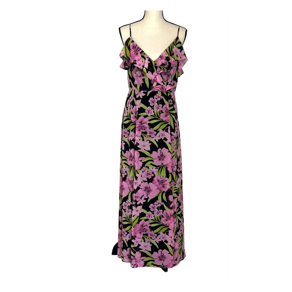 Bar III Women's Maxi Dress Size Small Pink Floral Sleeveless Ruffles Flowy - Picture 1 of 12